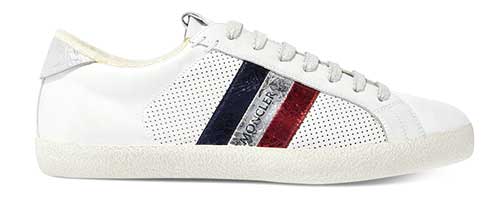 Metallic stripe leather sneakers, Moncler